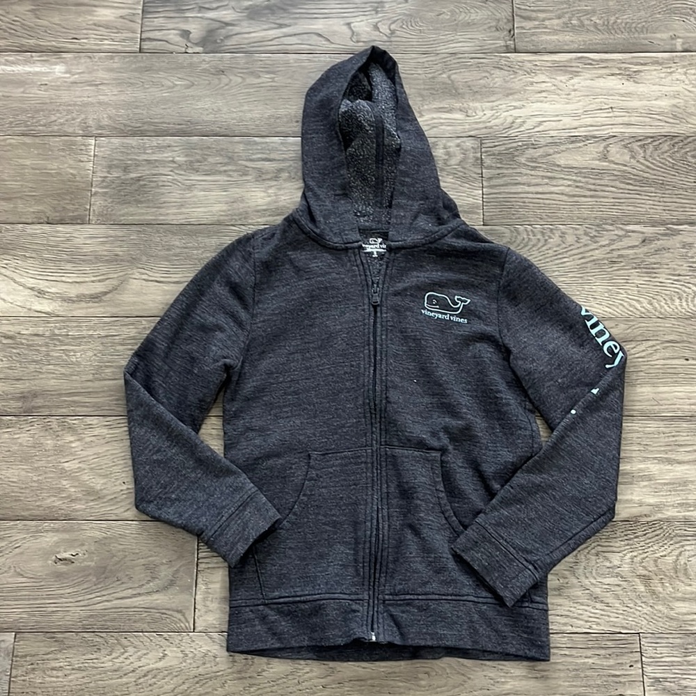 Girls Vineyard Vines full zip hooded sweatshirt, gray, 8-10 or small